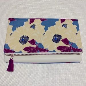 Floral Canvas and Vegan Leather Clutch